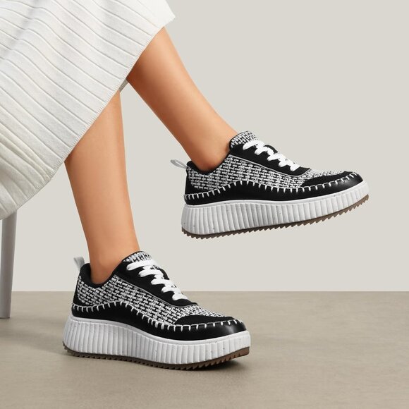 🆕 Women Black Casual Comfortable Fashion Shoes Walking Running Chunky Sneakers - Picture 6 of 7